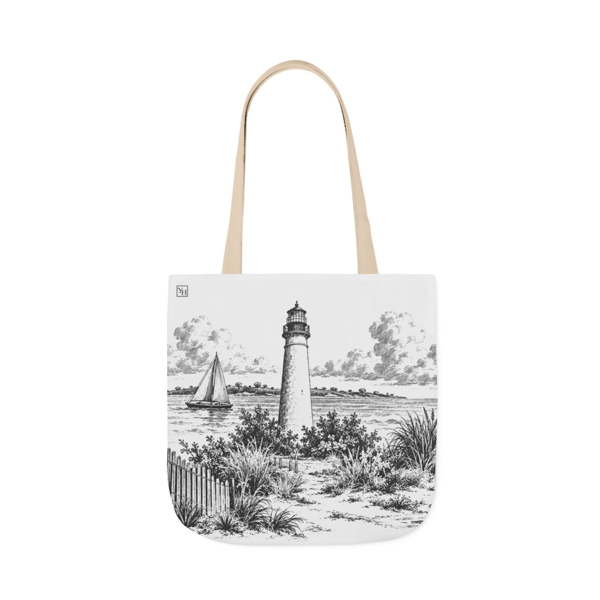 Cape May Canvas Tote Bag — Toile Pattern | Soft Black