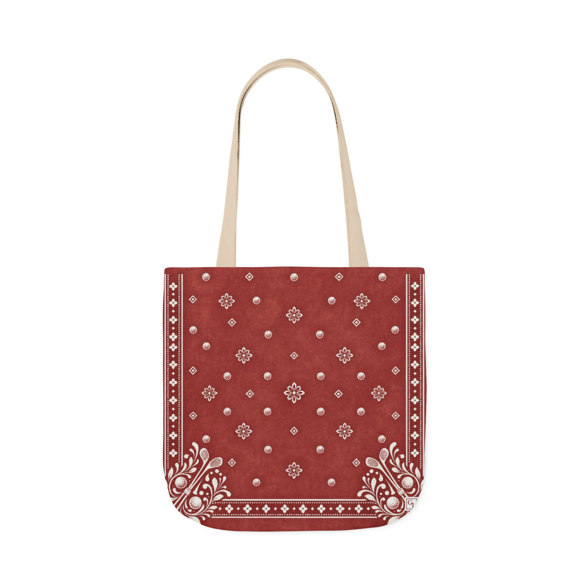 Golf Canvas Tote Bag — Western Bandana Pattern | Turkish Red