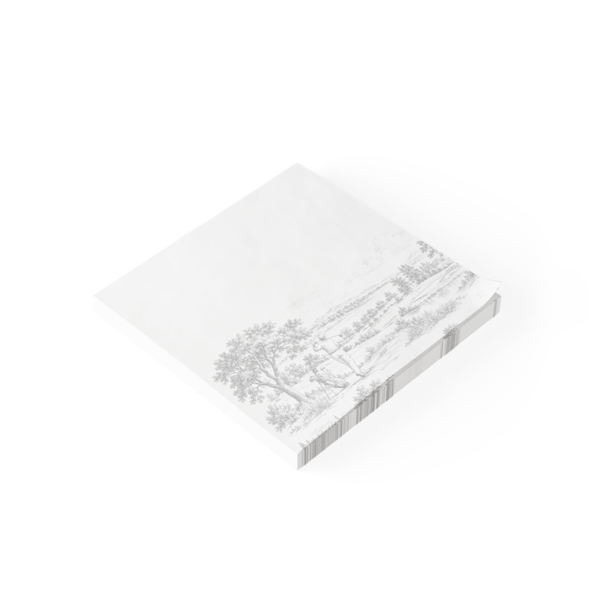 Golf Post-it® Note Pad — Toile Pattern | Soft Black