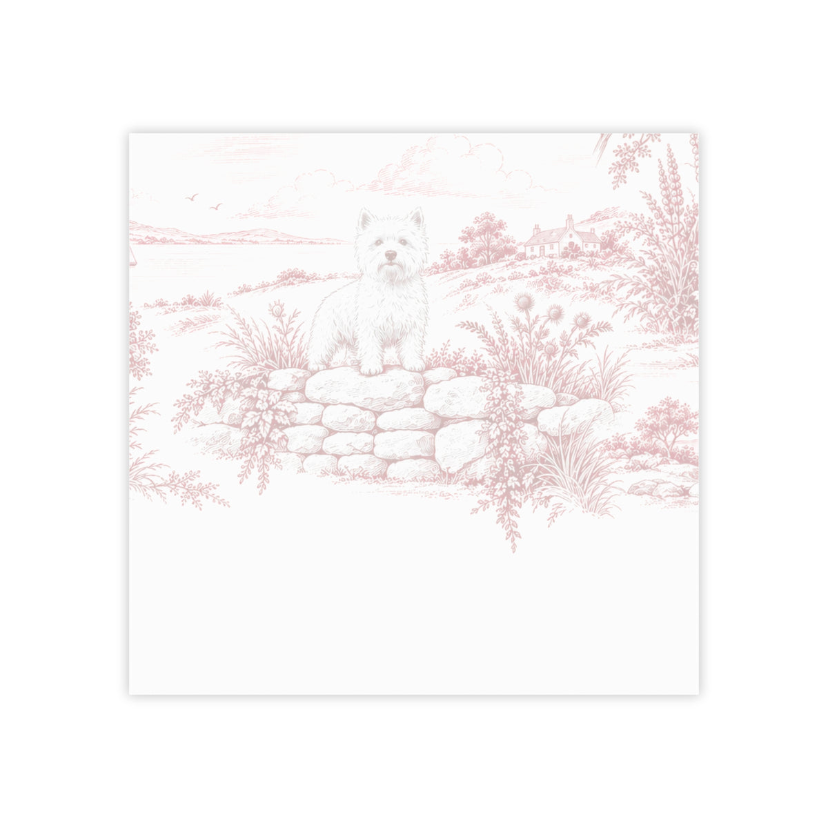 West Highland Terrier Post-it® Note Pad — Toile Pattern | Turkish Red