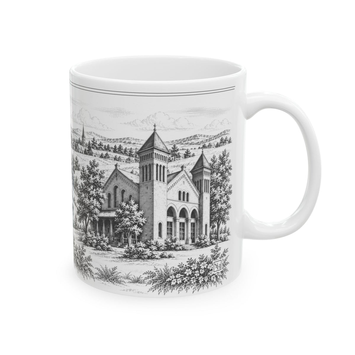 Lancaster Ceramic Mug — Toile Pattern | Soft Black