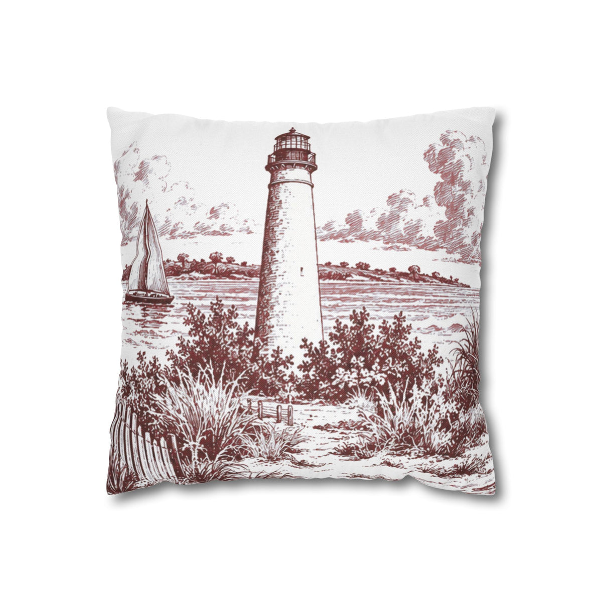 Cape May Square Pillow Cover, Large Scale — Toile Pattern | Turkish Red