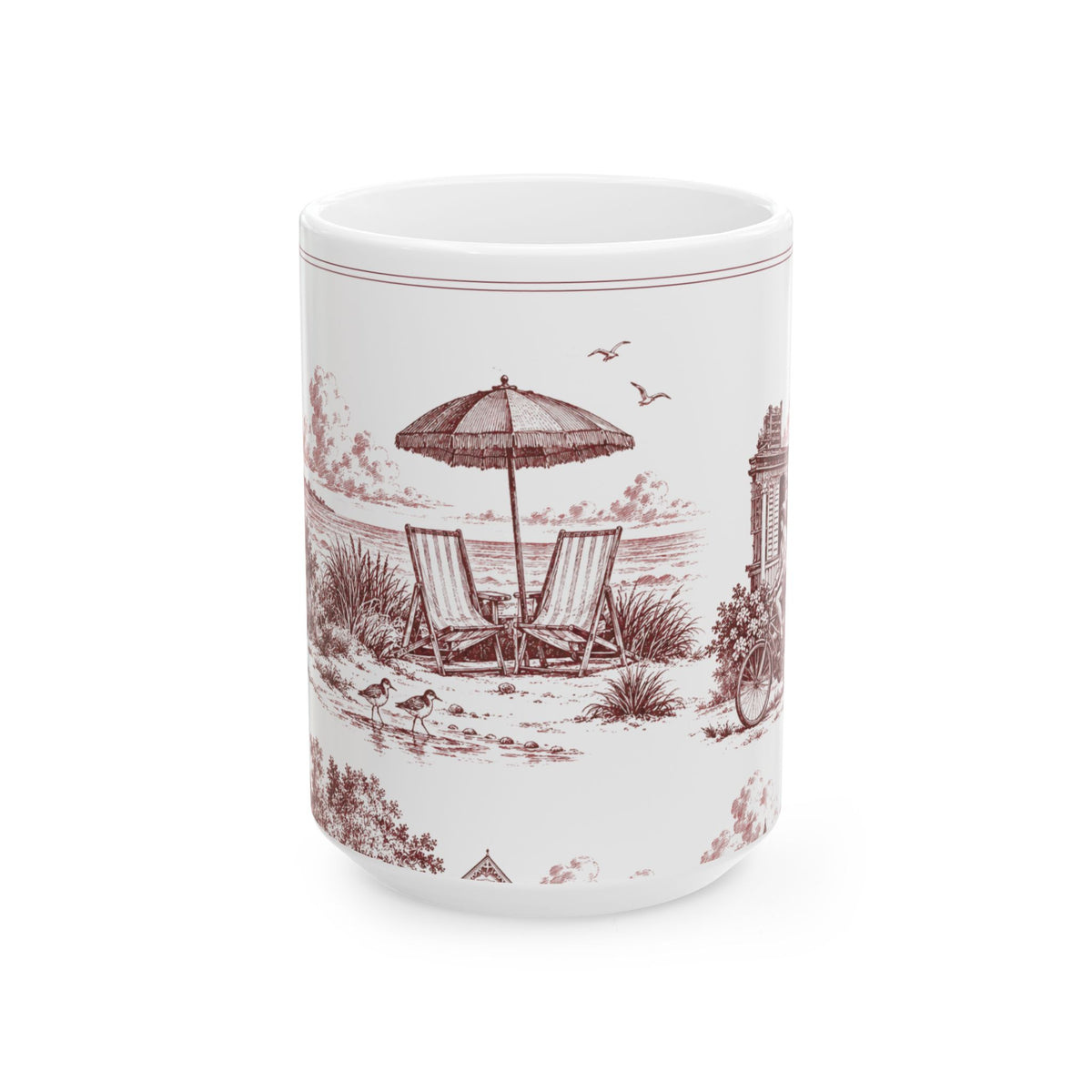 Cape May Ceramic Mug — Toile Pattern | Turkish Red