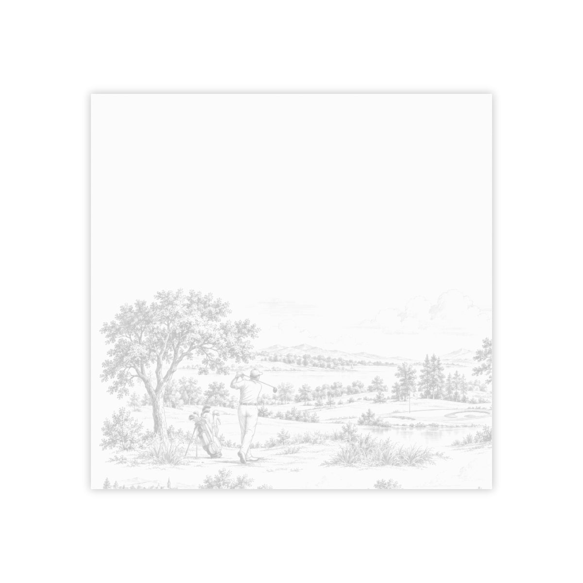 Golf Post-it® Note Pad — Toile Pattern | Soft Black