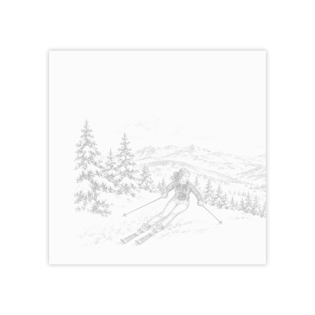 Skiing Post-it® Note Pad — Toile Pattern | Soft Black