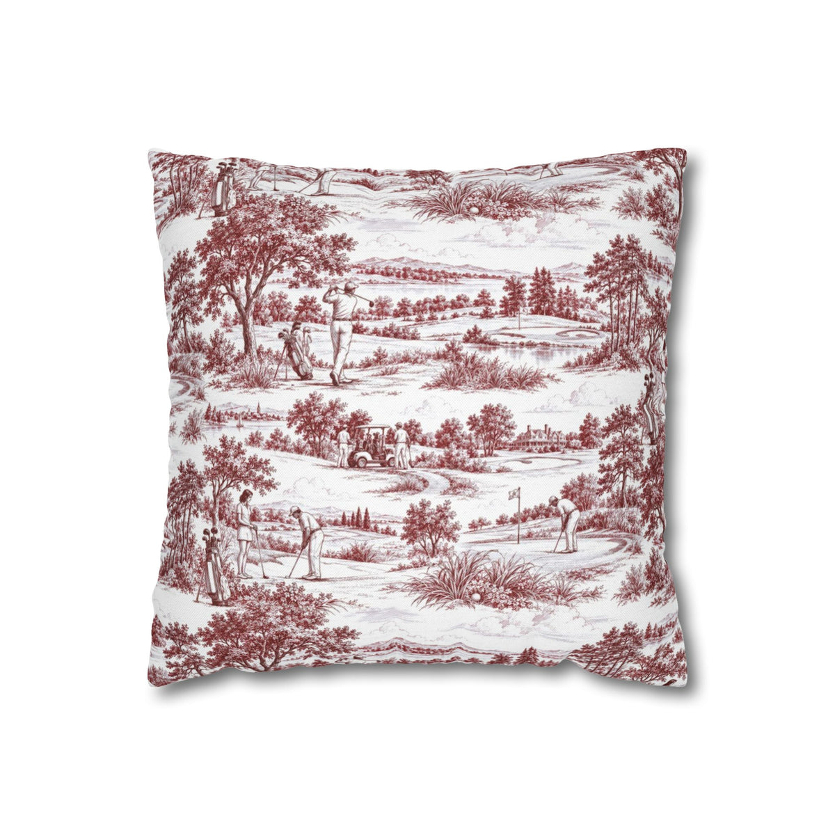 Golf Square Pillow Cover — Toile Pattern | Turkish Red