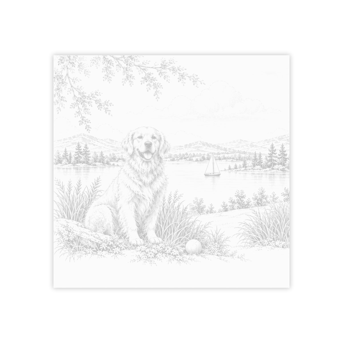 Golden Retriever Post-it® Note Pad — Toile Pattern | Soft Black