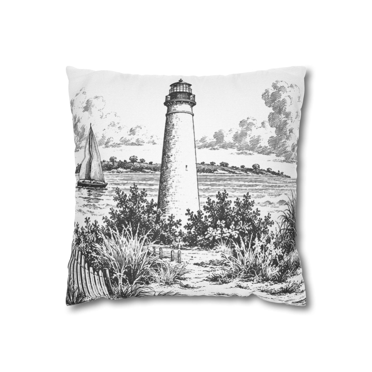 Cape May Square Pillow Cover, Large Scale — Toile Pattern | Soft Black