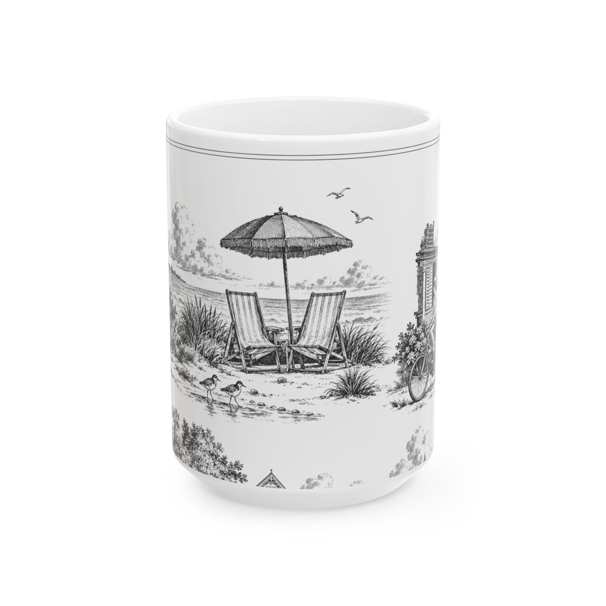Cape May Ceramic Mug — Toile Pattern | Soft Black