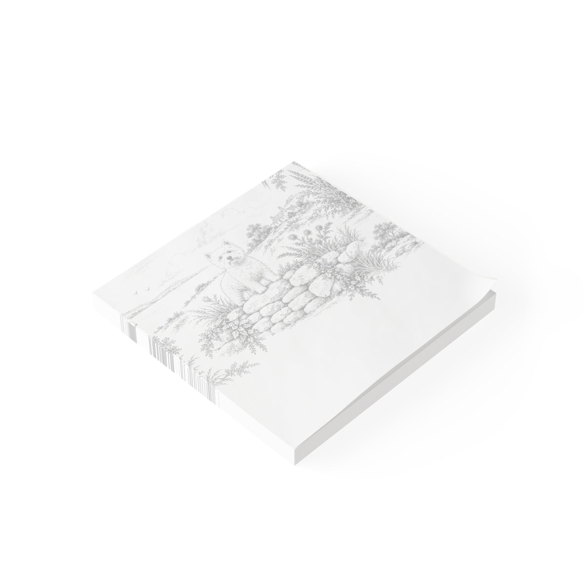 West Highland Terrier Post-it® Note Pad — Toile Pattern | Soft Black
