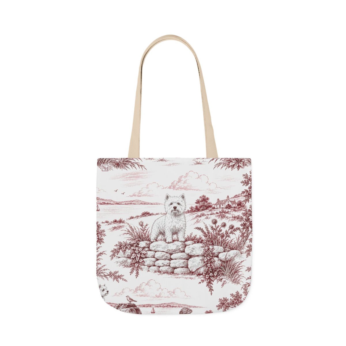 West Highland Terrier Canvas Tote Bag — Toile Pattern | Turkish Red