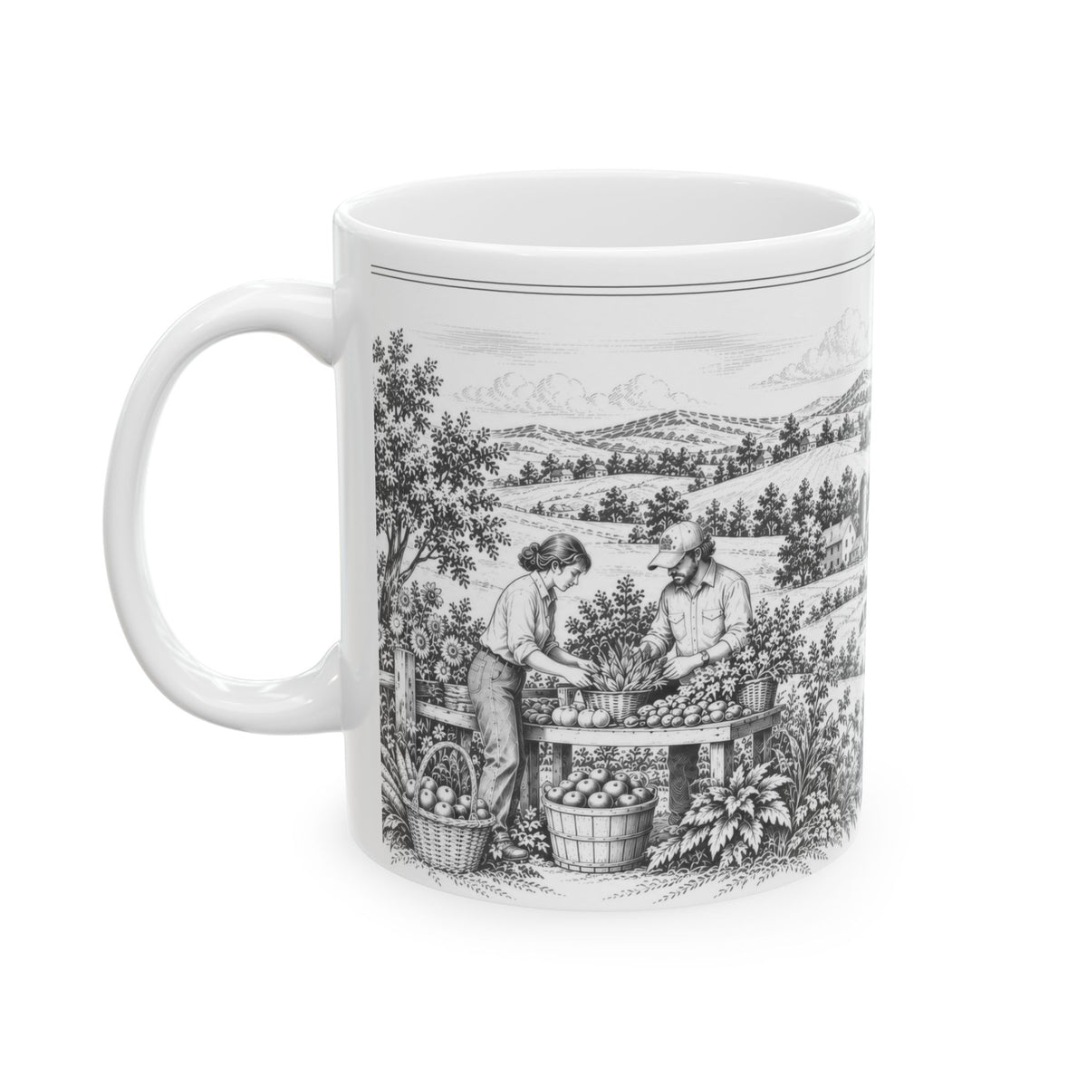 Lancaster Ceramic Mug — Toile Pattern | Soft Black
