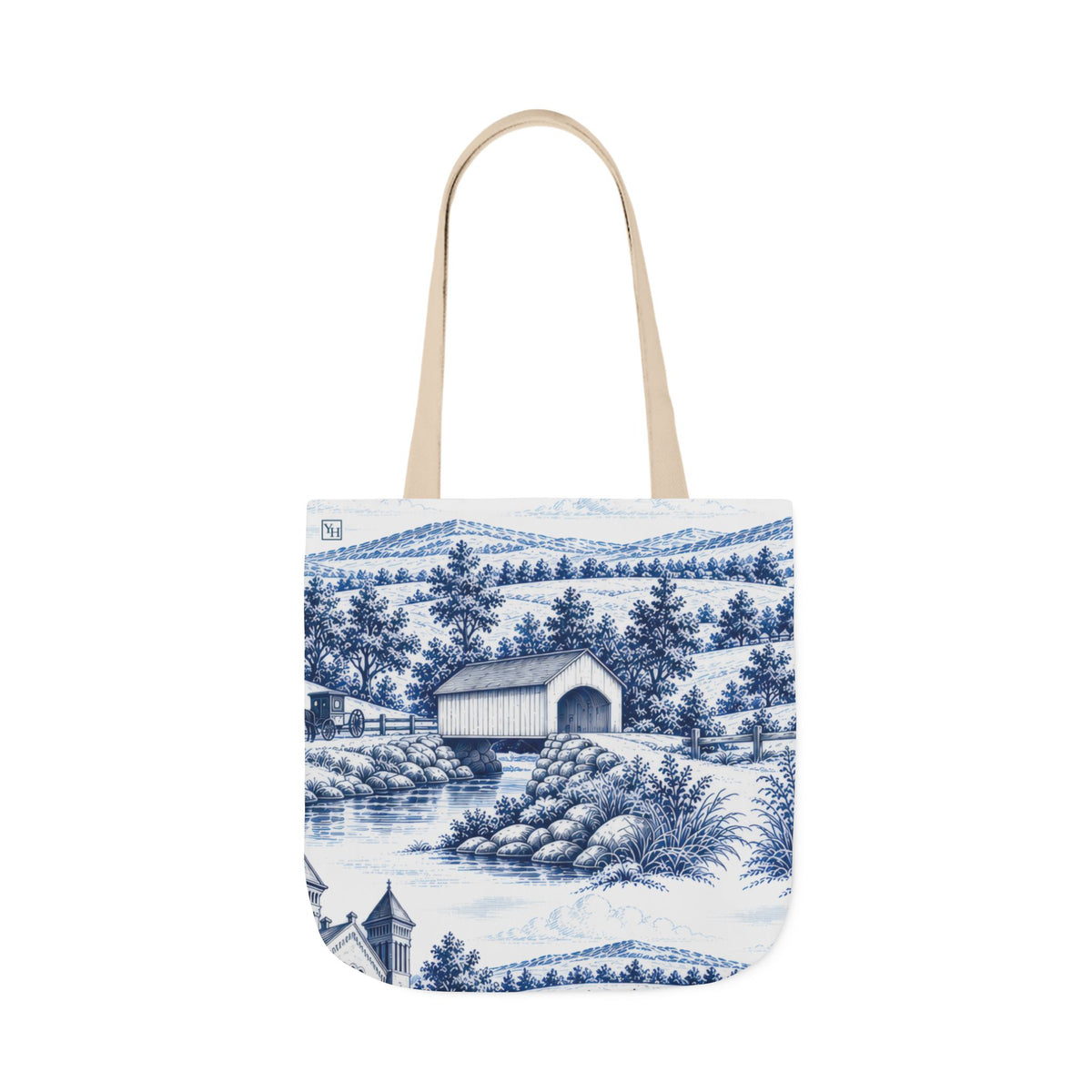 Lancaster Canvas Tote Bag — Toile Pattern | Indigo Blue