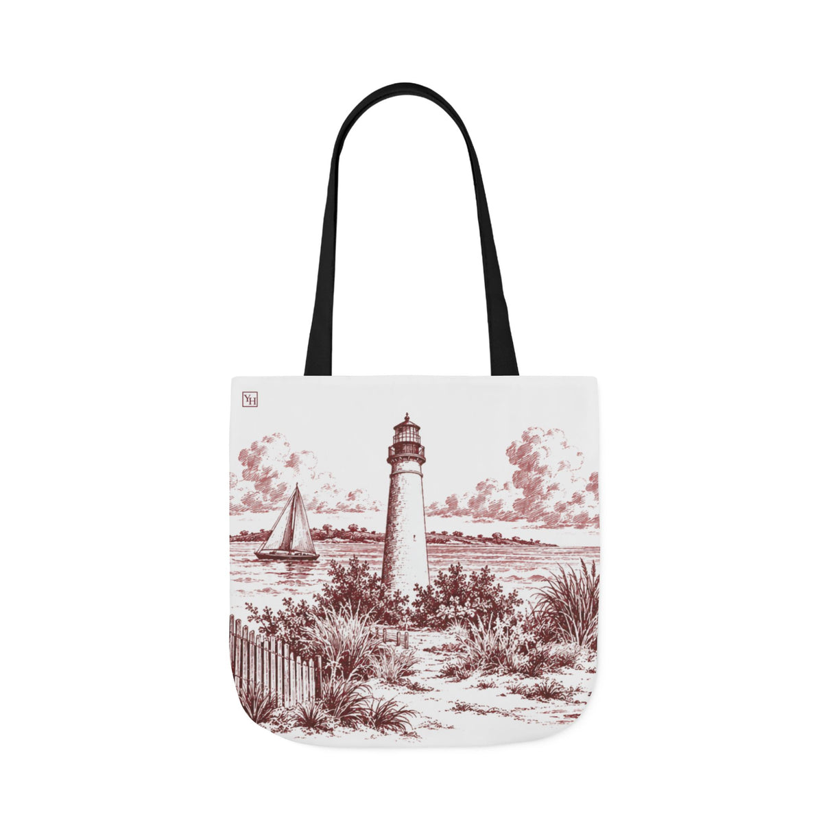 Cape May Canvas Tote Bag — Toile Pattern | Turkish Red