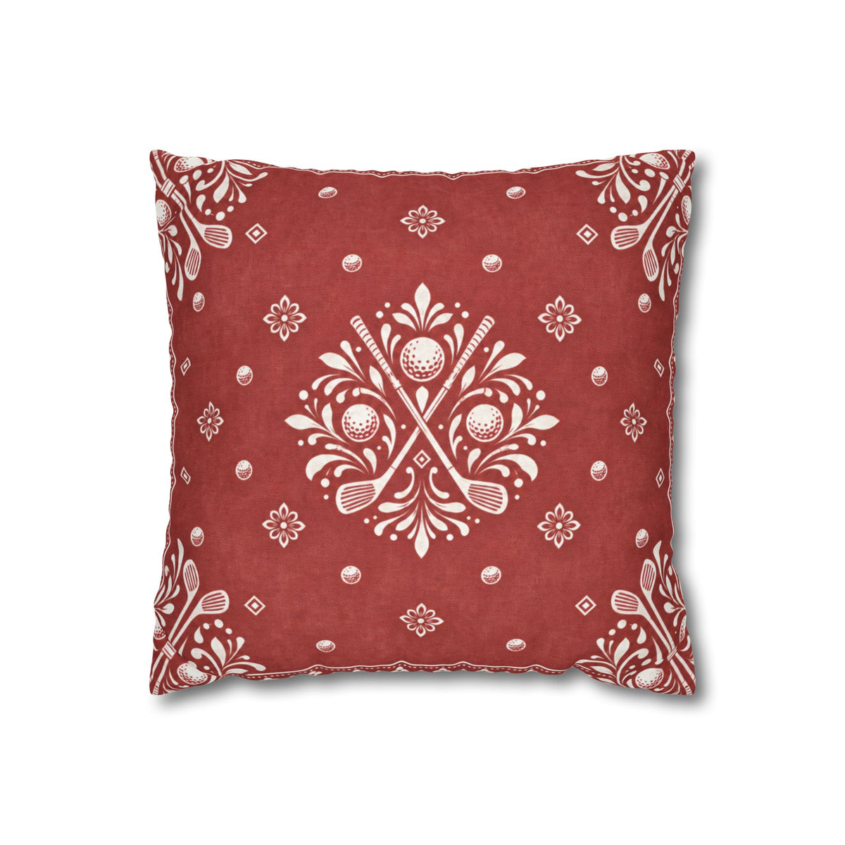 Golf Square Pillow Cover — Western-Bandana Pattern | Turkish Red