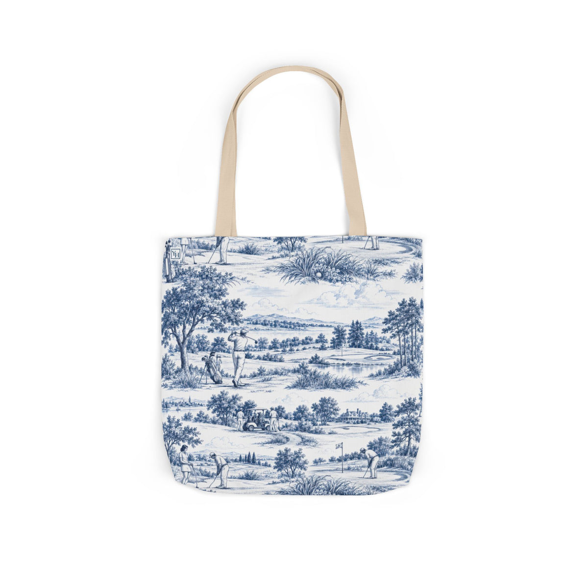 Golf Canvas Tote Bag — Toile Pattern | Indigo Blue