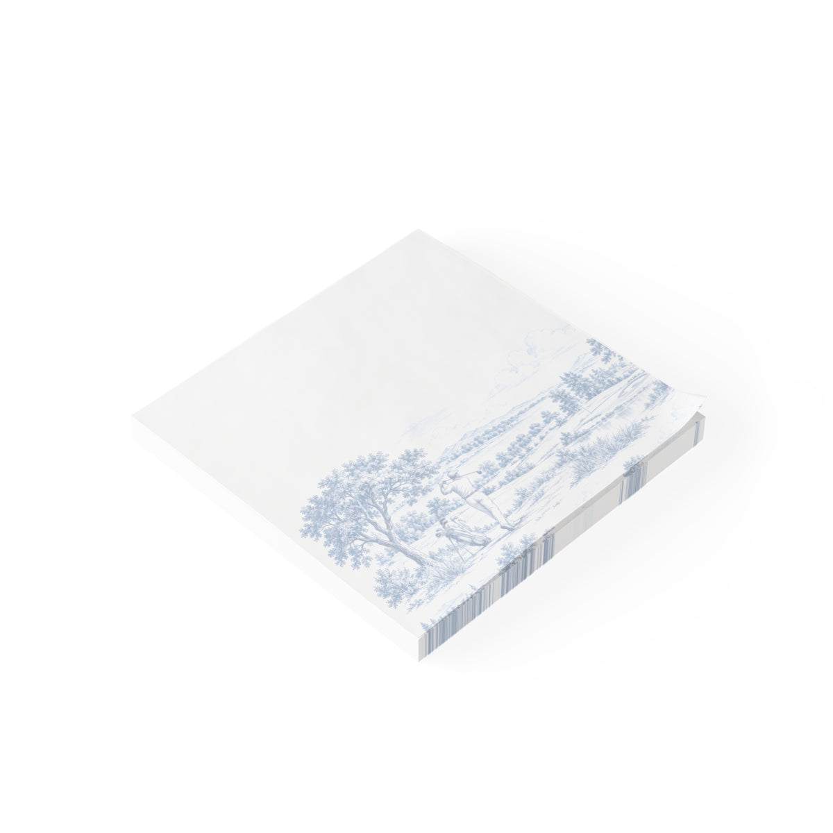 Golf Post-it® Note Pad — Toile Pattern | Indigo Blue