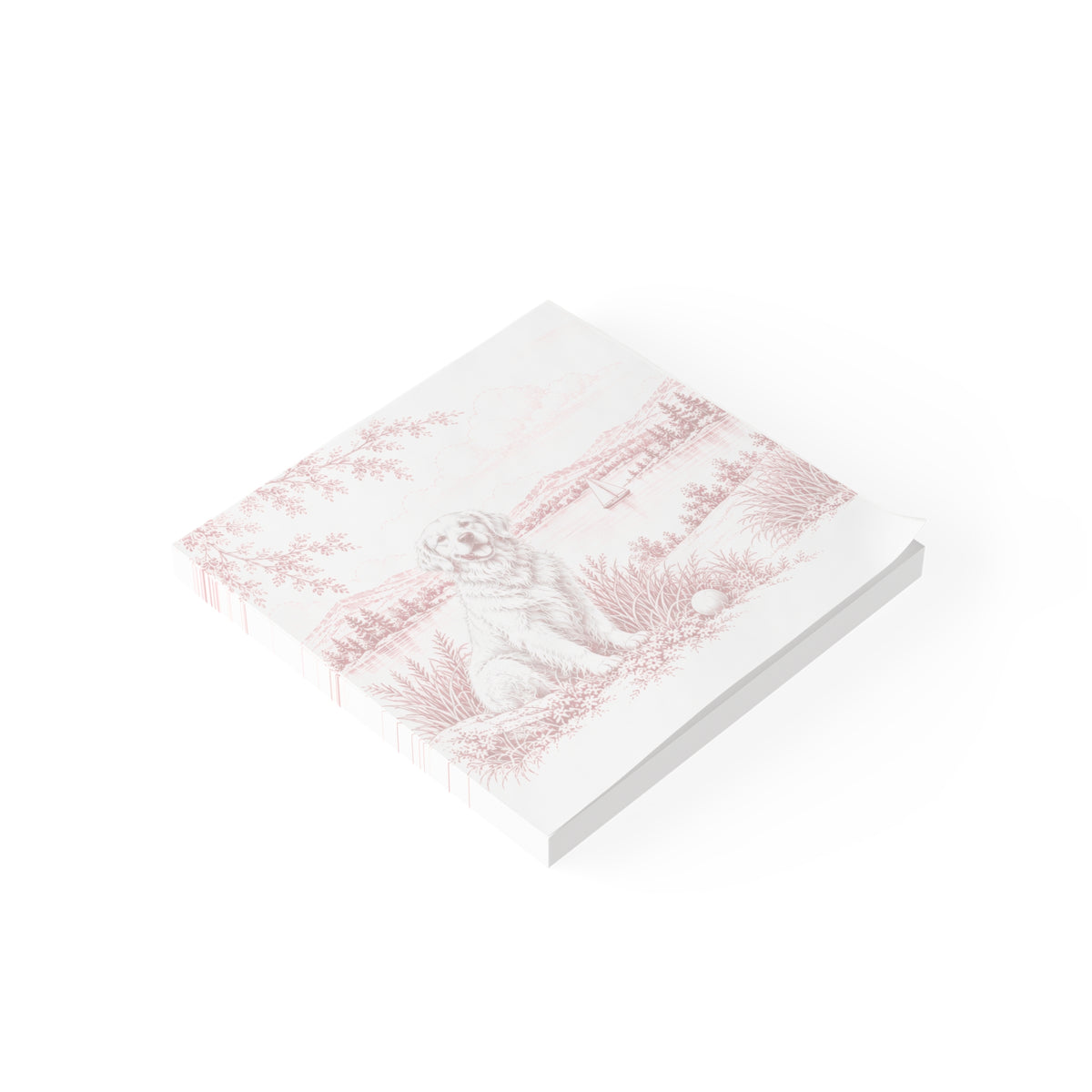 Golden Retriever Post-it® Note Pad — Toile Pattern | Turkish Red