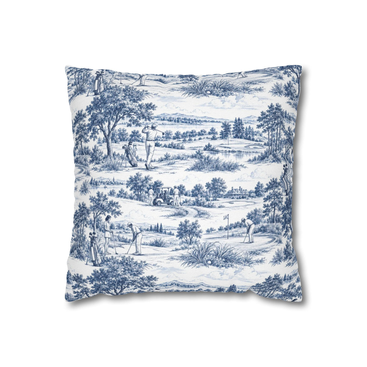 Golf Square Pillow Cover — Toile Pattern | Indigo Blue