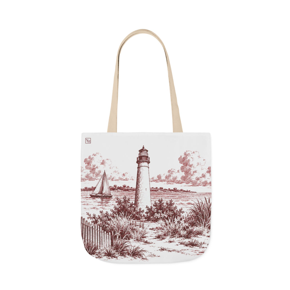Cape May Canvas Tote Bag — Toile Pattern | Turkish Red