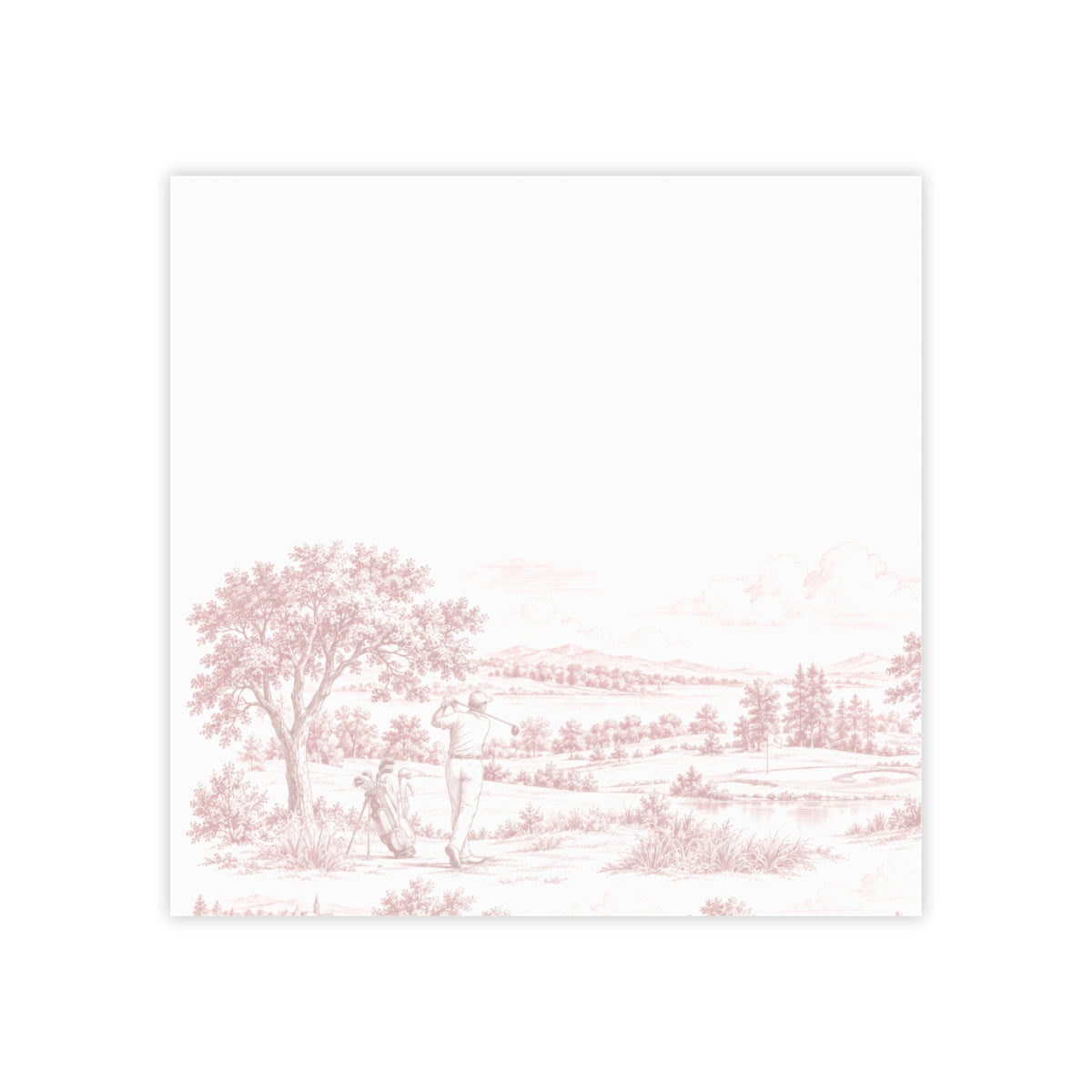 Golf Post-it® Note Pad — Toile Pattern | Turkish Red
