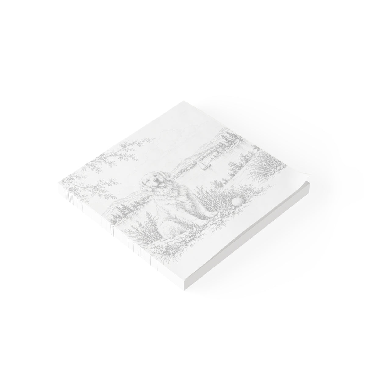 Golden Retriever Post-it® Note Pad — Toile Pattern | Soft Black