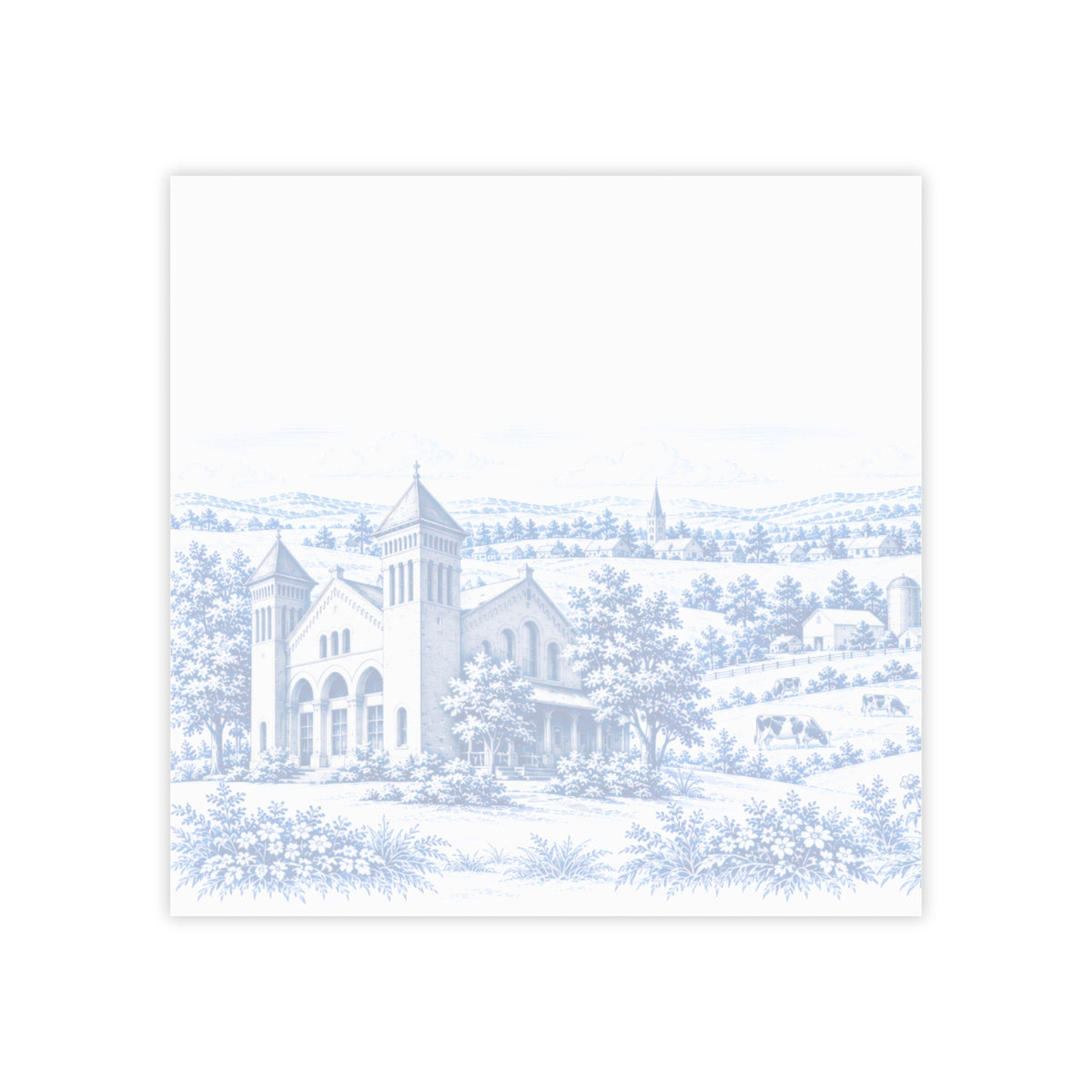 Lancaster Post-it® Note Pad — Toile Pattern | Indigo Blue