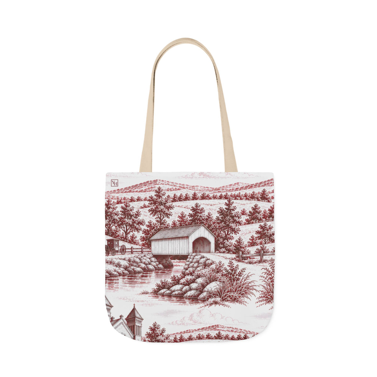 Lancaster Canvas Tote Bag — Toile Pattern | Turkish Red