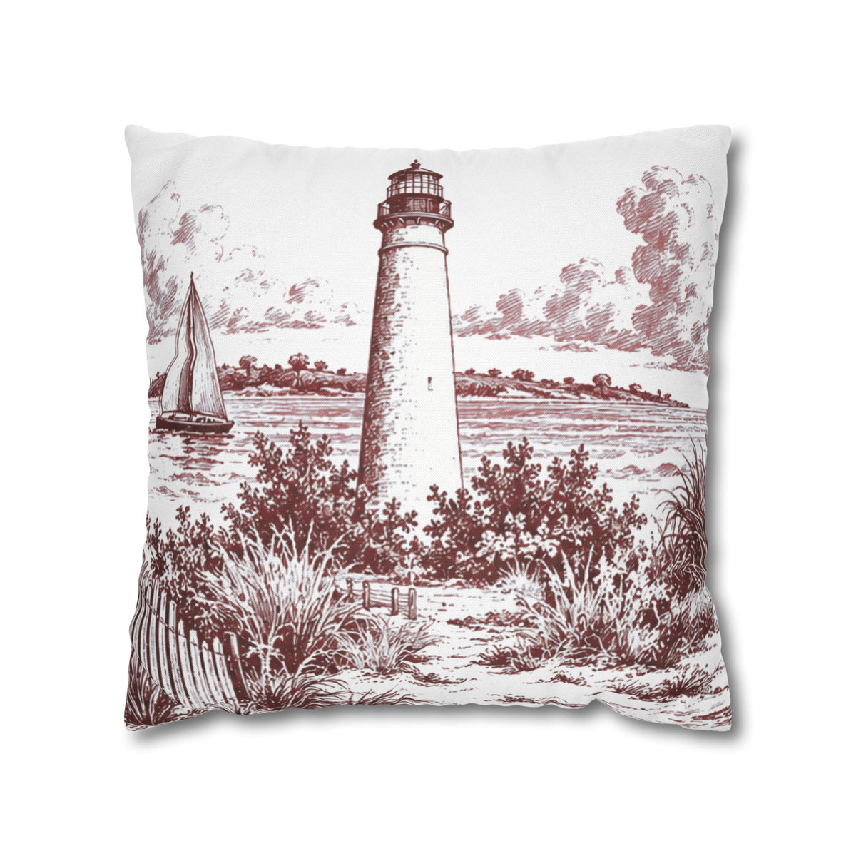 Cape May Square Pillow Cover, Large Scale — Toile Pattern | Turkish Red