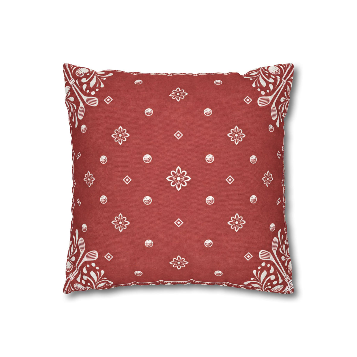 Golf Square Pillow Cover — Western-Bandana Pattern | Turkish Red