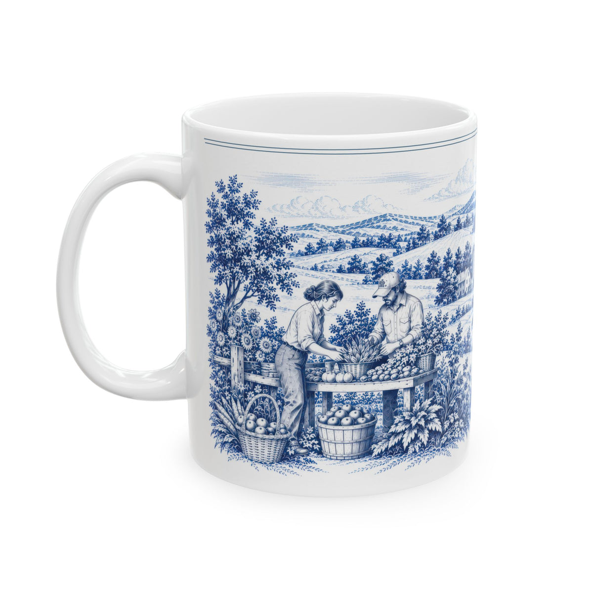 Lancaster Ceramic Mug — Toile Pattern | Indigo Blue