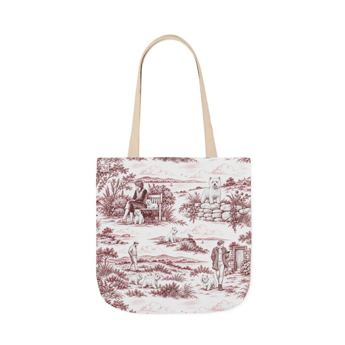 West Highland Terrier Canvas Tote Bag — Toile Pattern | Turkish Red