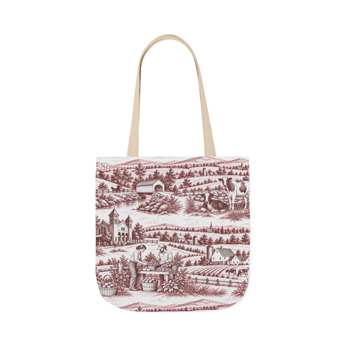 Lancaster Canvas Tote Bag — Toile Pattern | Turkish Red