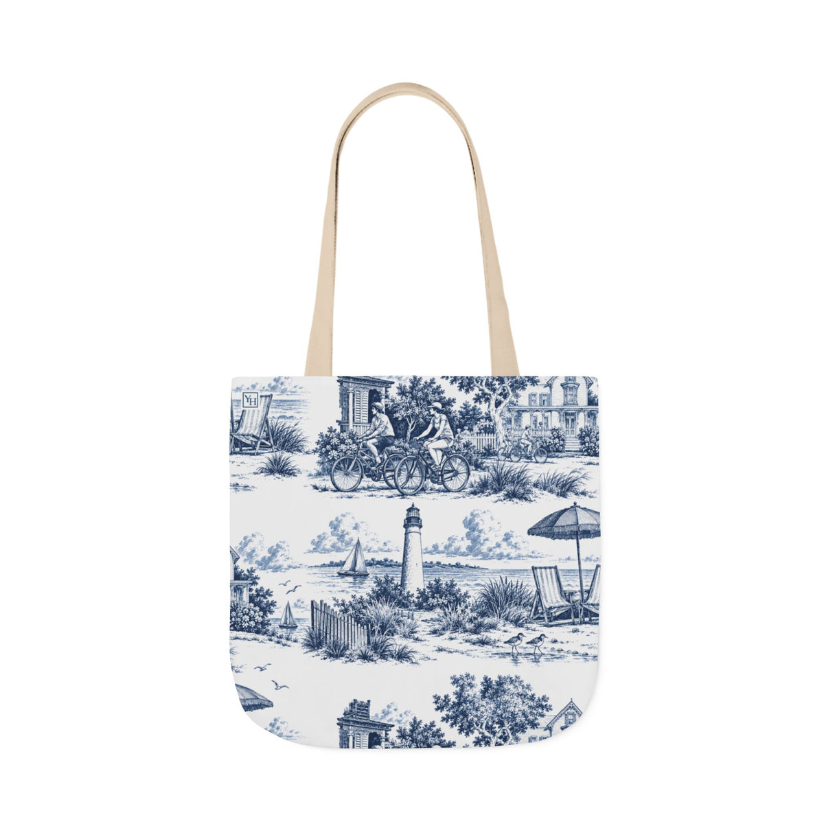 Cape May Canvas Tote Bag — Toile Pattern | Indigo Blue