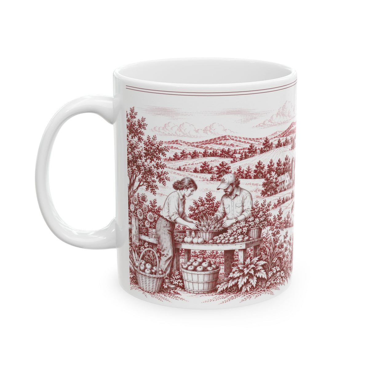 Lancaster Ceramic Mug — Toile Pattern | Turkish Red