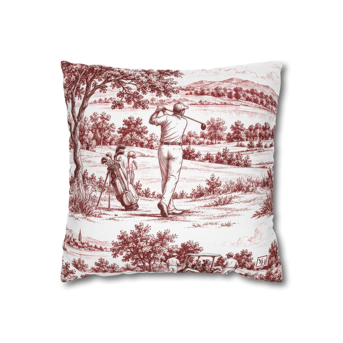Golf Square Pillow Cover, Large Scale — Toile Pattern | Turkish Red