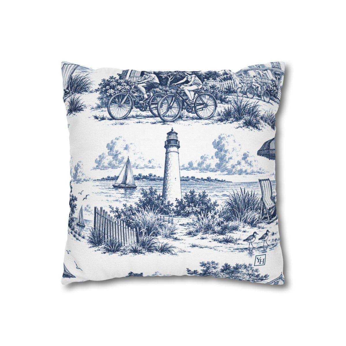 Cape May Square Pillow Cover — Toile Pattern | Indigo Blue