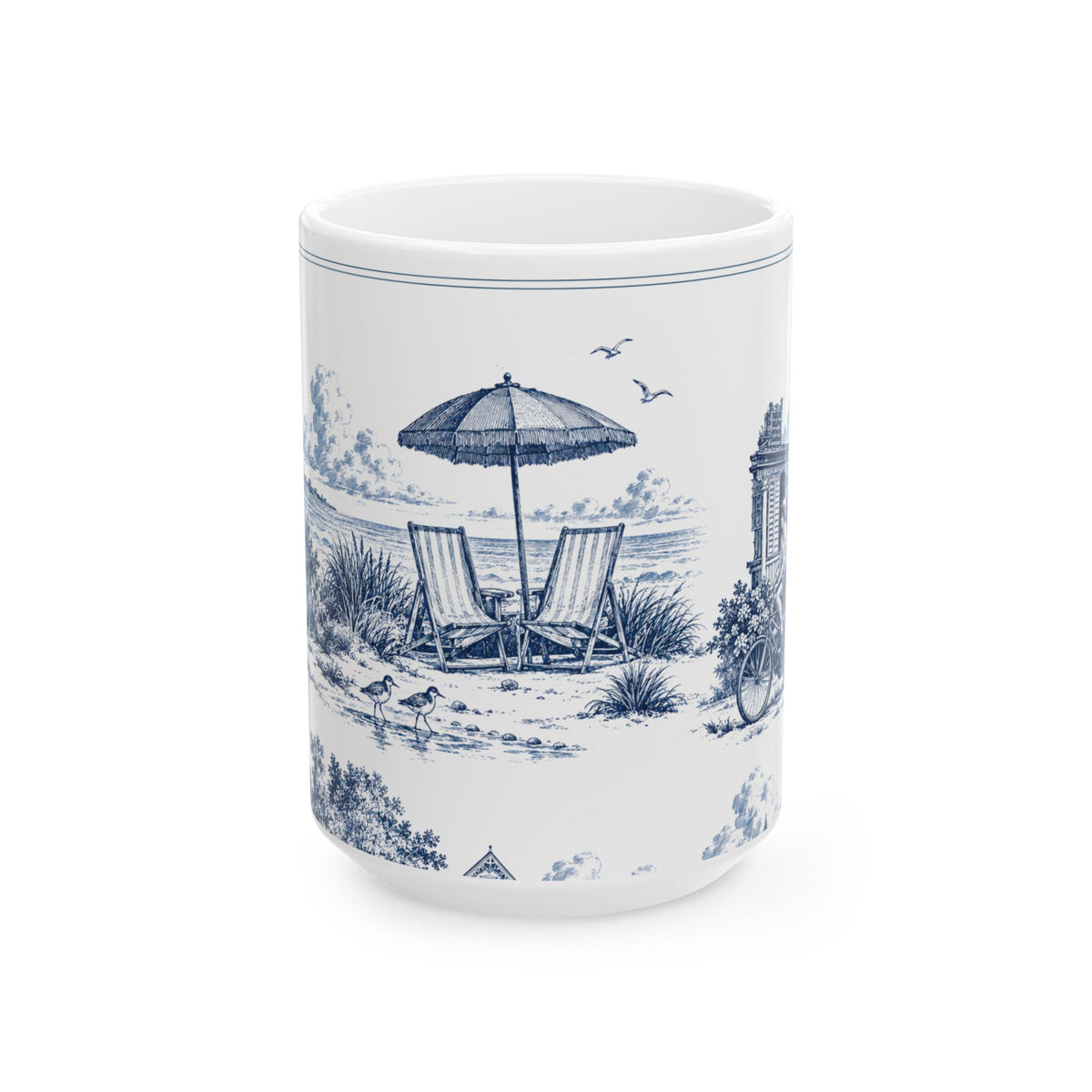 Cape May Ceramic Mug — Toile Pattern | Indigo Blue