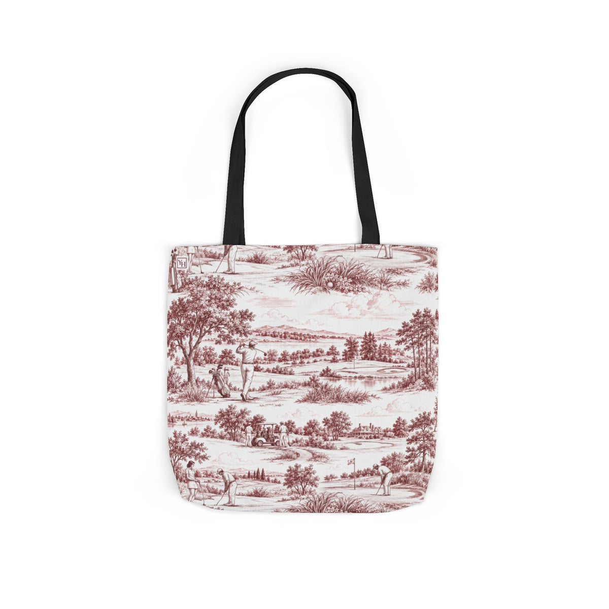 Golf Canvas Tote Bag — Toile Pattern | Turkish Red