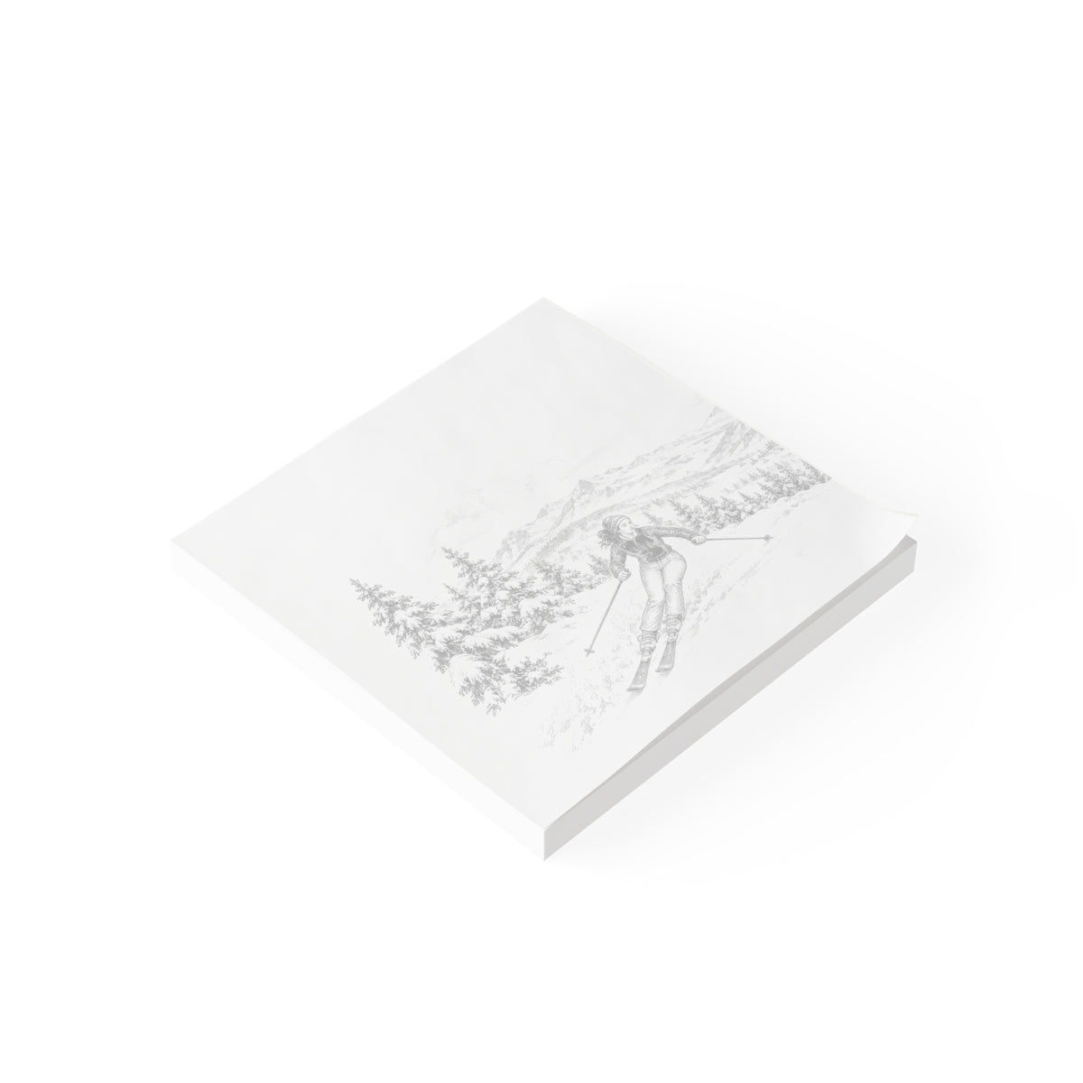Skiing Post-it® Note Pad — Toile Pattern | Soft Black