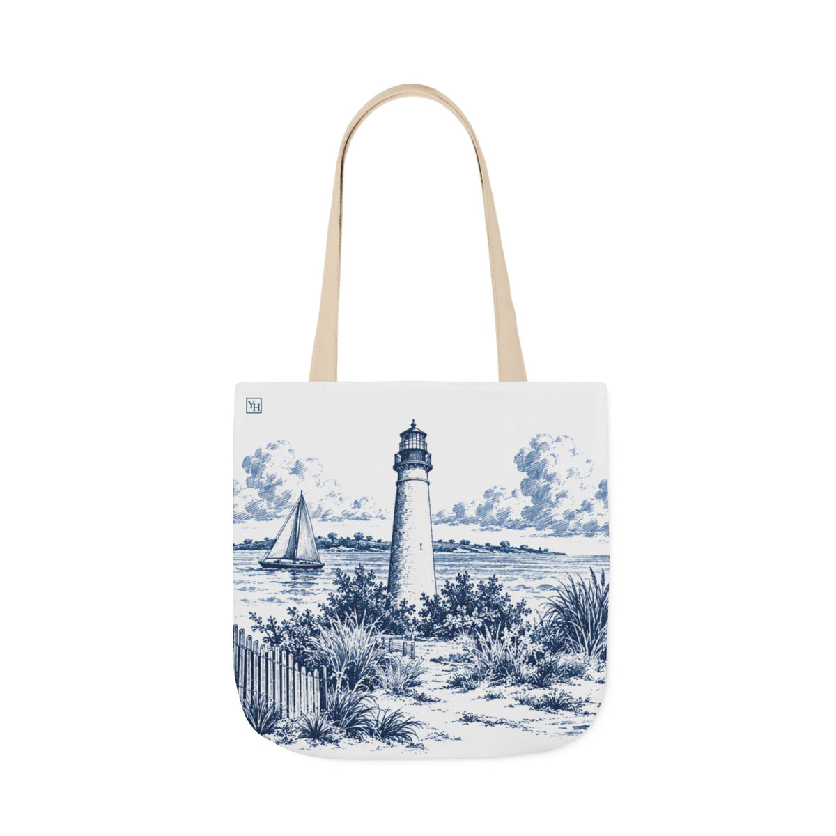 Cape May Canvas Tote Bag — Toile Pattern | Indigo Blue