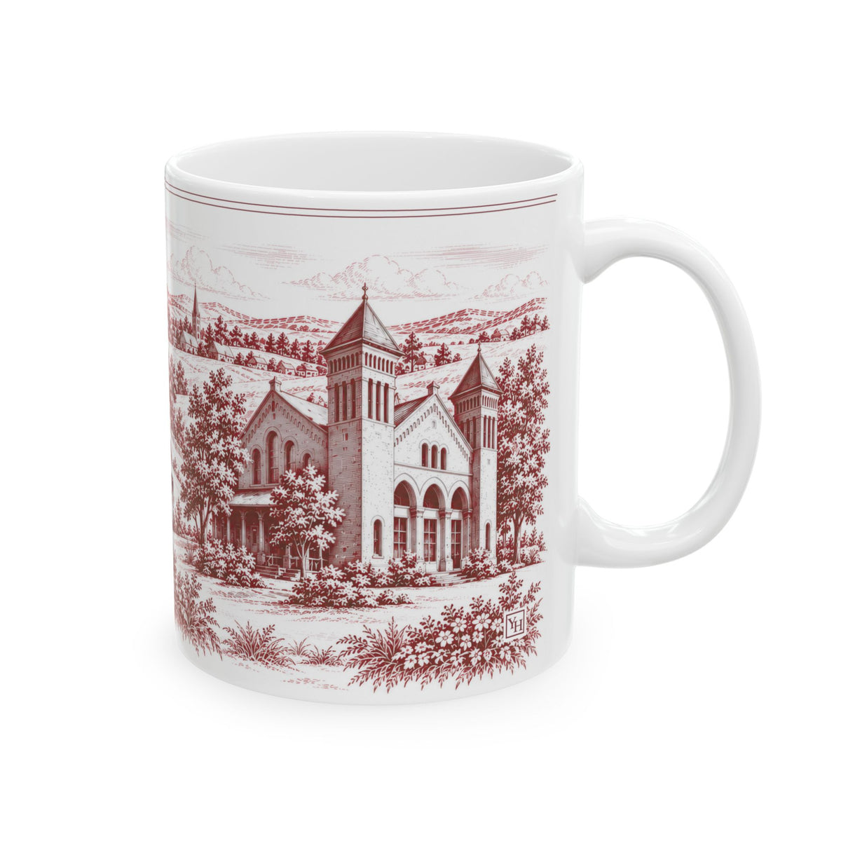 Lancaster Ceramic Mug — Toile Pattern | Turkish Red