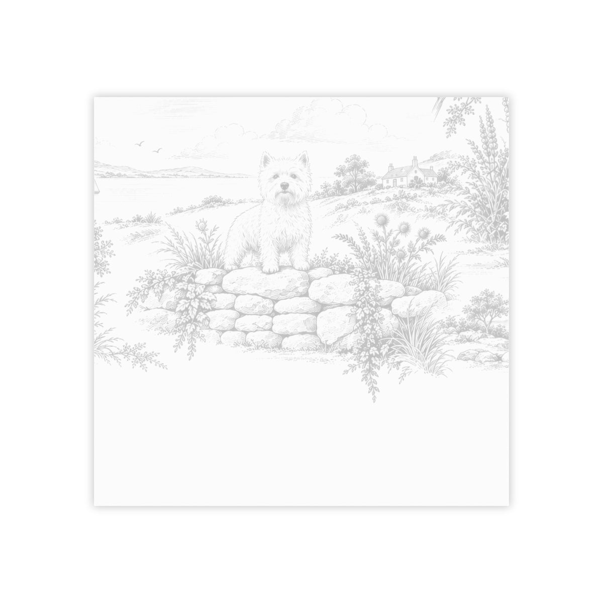 West Highland Terrier Post-it® Note Pad — Toile Pattern | Soft Black