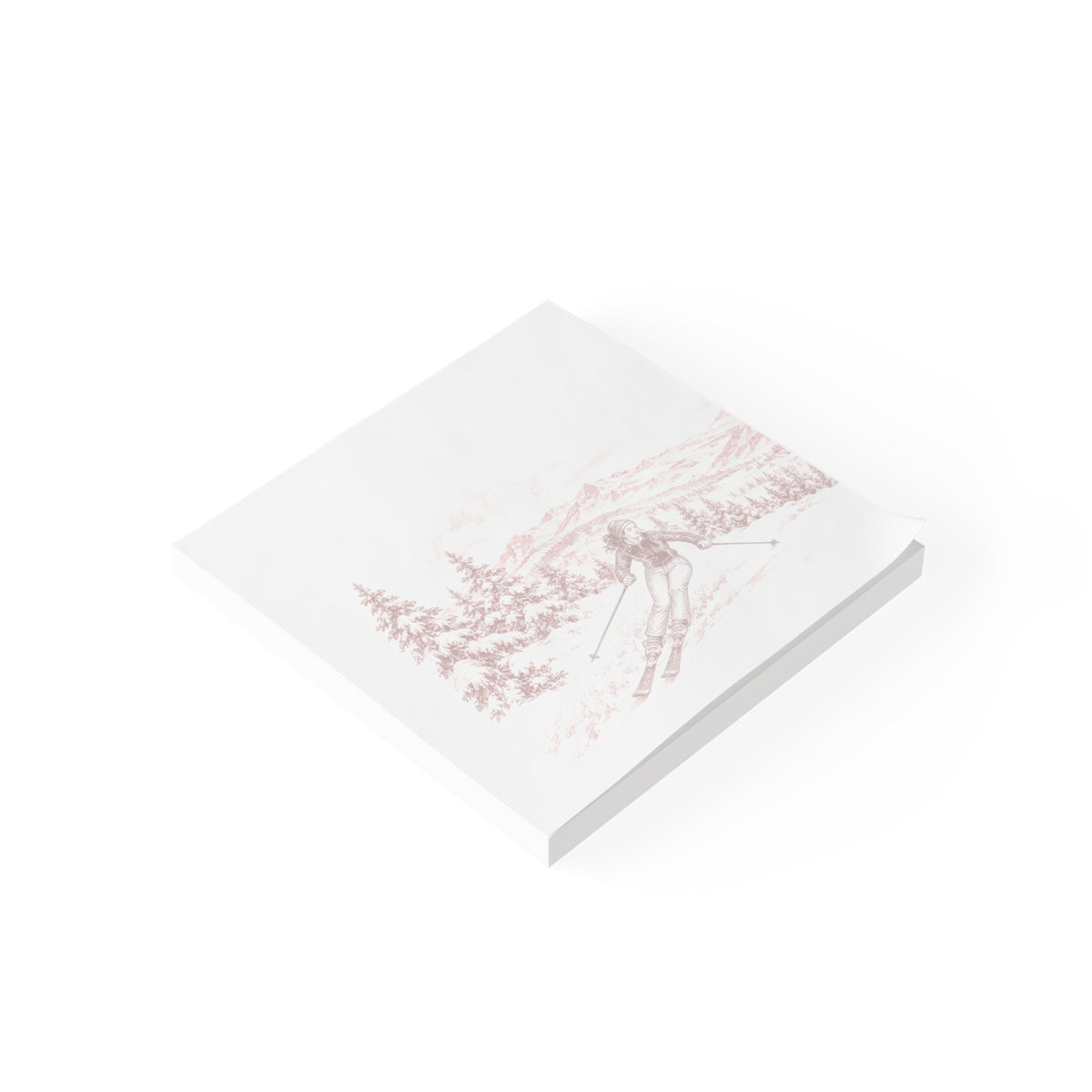 Skiing Post-it® Note Pad — Toile Pattern | Turkish Red