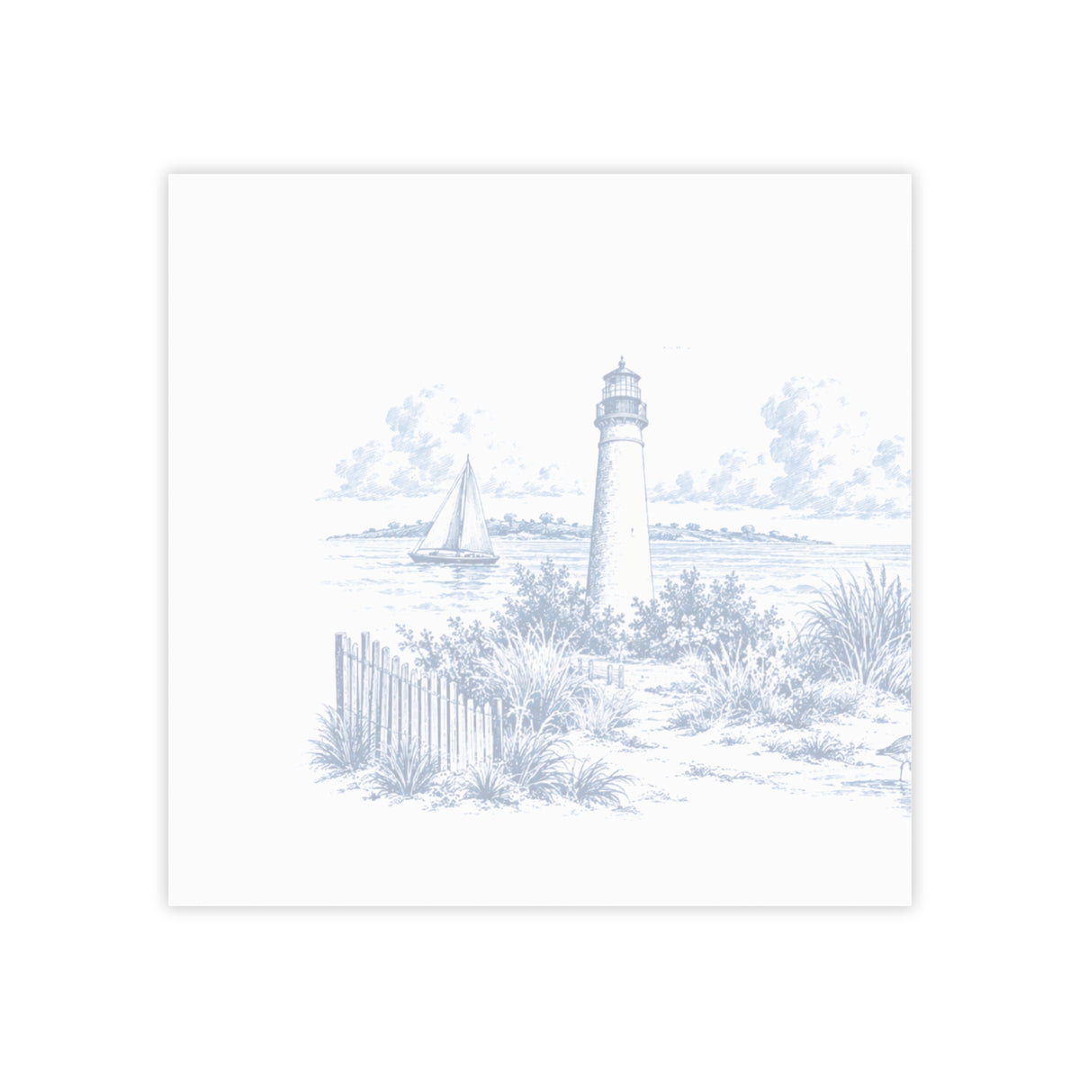 Cape May Post-it® Note Pad — Toile Pattern | Indigo Blue