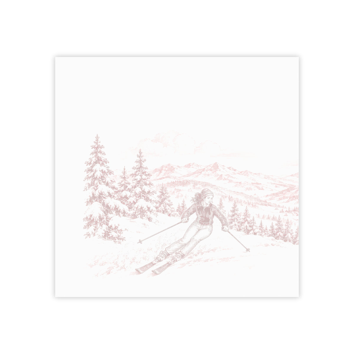Skiing Post-it® Note Pad — Toile Pattern | Turkish Red